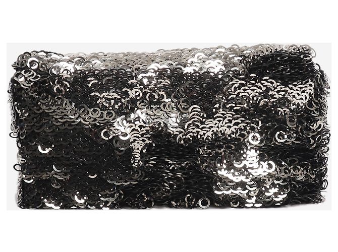 Chanel Borsa Classic Single Flap di paillettes Argento 2020 - vista 3
