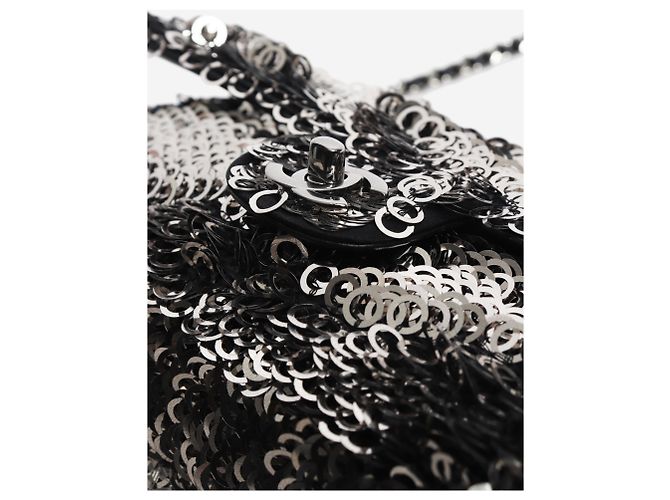 Chanel Borsa Classic Single Flap di paillettes Argento 2020 - vista 5