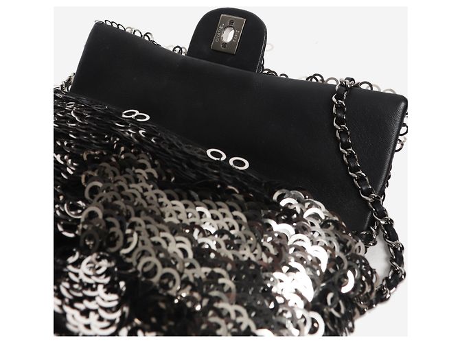 Chanel Borsa Classic Single Flap di paillettes Argento 2020 - vista 7