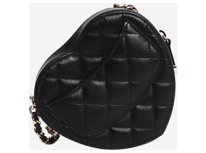 Chanel Bolso corazón 2021 de piel de cordero negro - vista 3