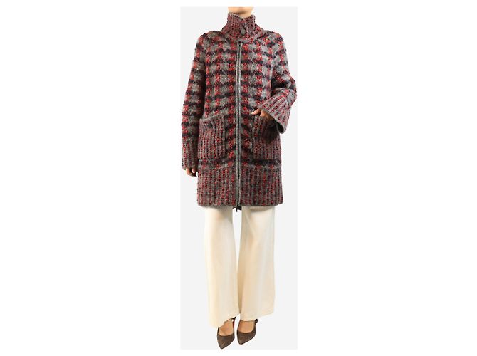 Chanel Grey chunky wool-blend coat - size UK 8 - view 3