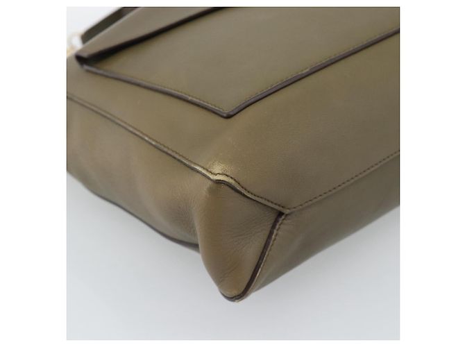 Céline CELINE Chain Tote Bag Leather Khaki Gold Tone - vista 11