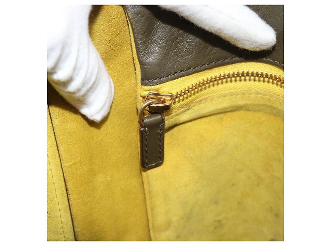 Céline CELINE Chain Tote Bag Leather Khaki Gold Tone - vista 17