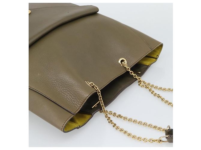 Céline CELINE Chain Tote Bag Leather Khaki Gold Tone - vista 6