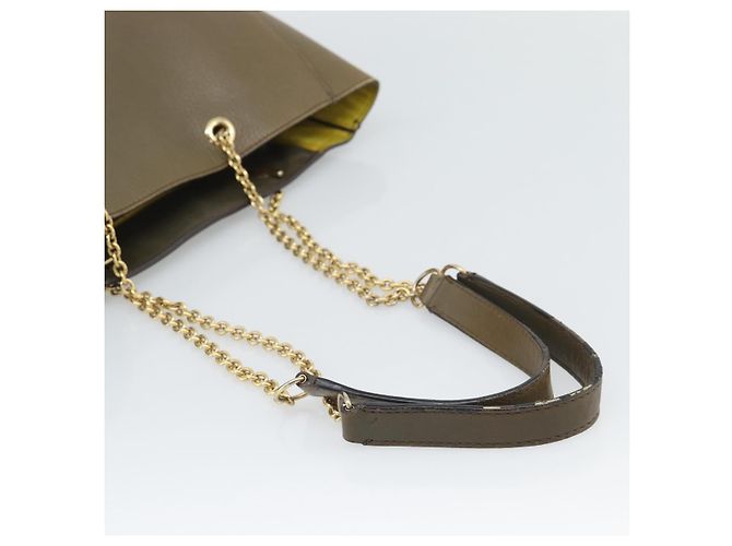Céline CELINE Chain Tote Bag Leather Khaki Gold Tone - vista 7