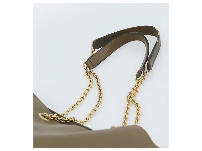 Céline CELINE Chain Tote Bag Leather Khaki Gold Tone - vista 8