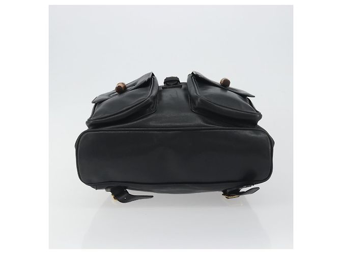 GUCCI Bamboo Backpack Leather Black Gold 003 2058 0016 - vista 11