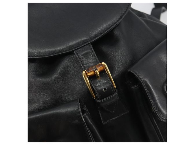 GUCCI Bamboo Backpack Leather Black Gold 003 2058 0016 - vista 16