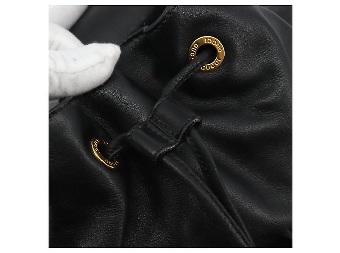 GUCCI Bamboo Backpack Leather Black Gold 003 2058 0016 - vista 19