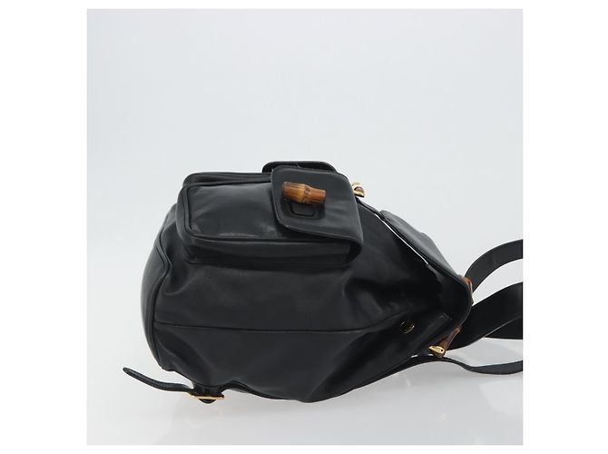 GUCCI Bamboo Backpack Leather Black Gold 003 2058 0016 - vista 4