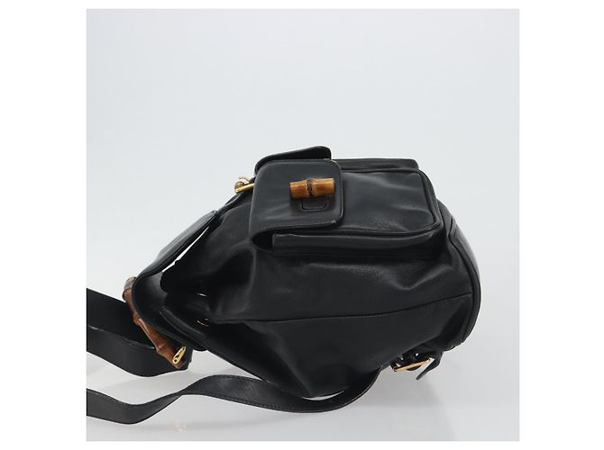 GUCCI Bamboo Backpack Leather Black Gold 003 2058 0016 - vista 5