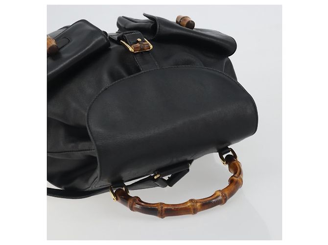 GUCCI Bamboo Backpack Leather Black Gold 003 2058 0016 - vista 6