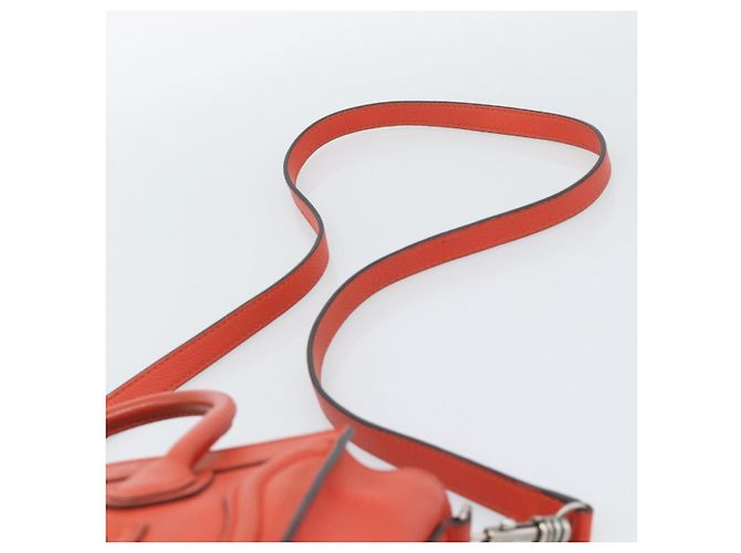 Céline CELINE Luggage Nano Shopper Hand Bag Leather 2way Orange Silver - vista 10