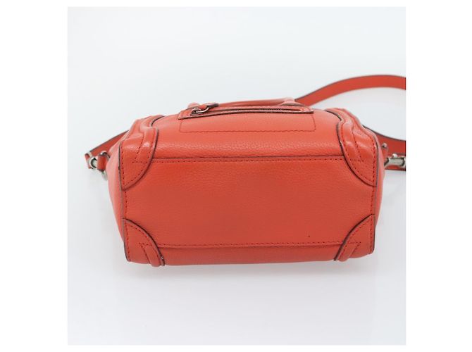 Céline CELINE Luggage Nano Shopper Hand Bag Leather 2way Orange Silver - vista 11