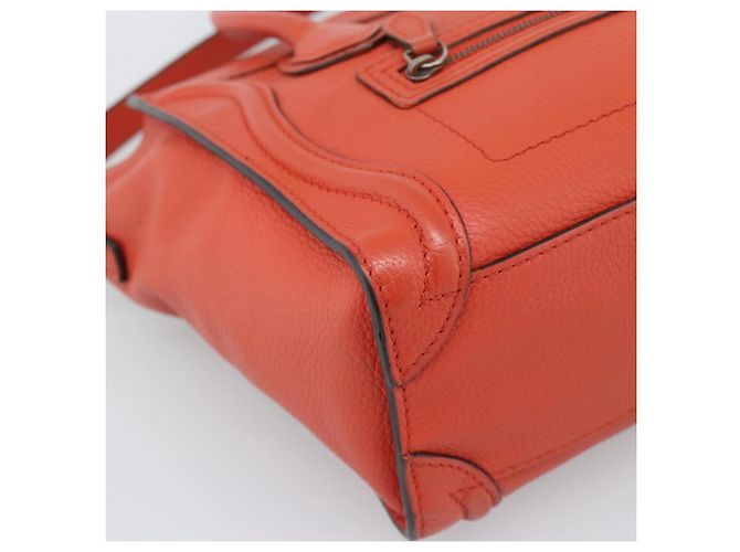 Céline CELINE Luggage Nano Shopper Hand Bag Leather 2way Orange Silver - vista 13