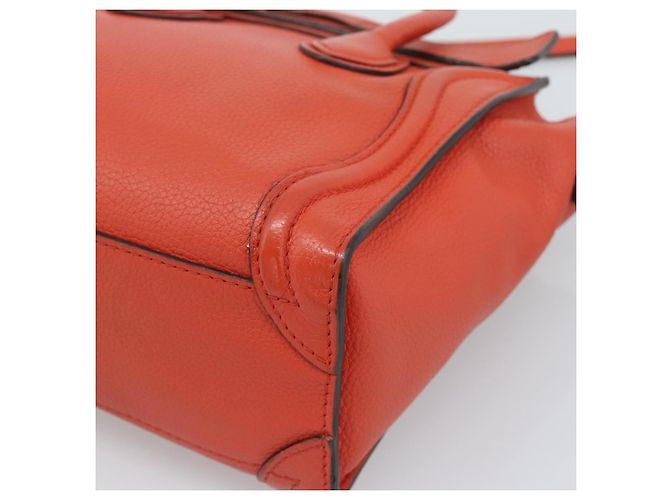 Céline CELINE Luggage Nano Shopper Hand Bag Leather 2way Orange Silver - vista 14