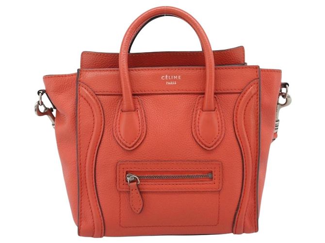 Céline CELINE Luggage Nano Shopper Hand Bag Leather 2way Orange Silver - vista 2