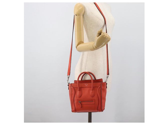 Céline CELINE Luggage Nano Shopper Hand Bag Leather 2way Orange Silver - vista 23