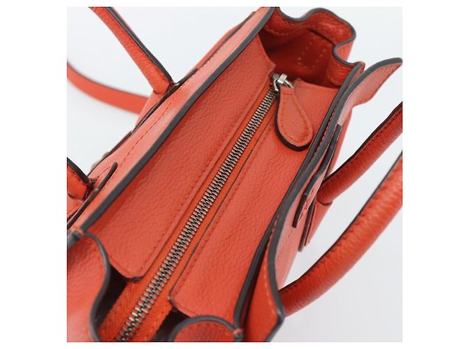 Céline CELINE Luggage Nano Shopper Hand Bag Leather 2way Orange Silver - vista 6