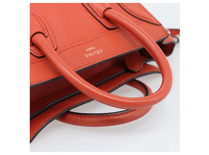 Céline CELINE Luggage Nano Shopper Hand Bag Leather 2way Orange Silver - vista 7