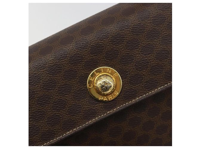 Céline CELINE Macadam Canvas Star ball Hand Bag PVC Leather Brown Gold - vista 14