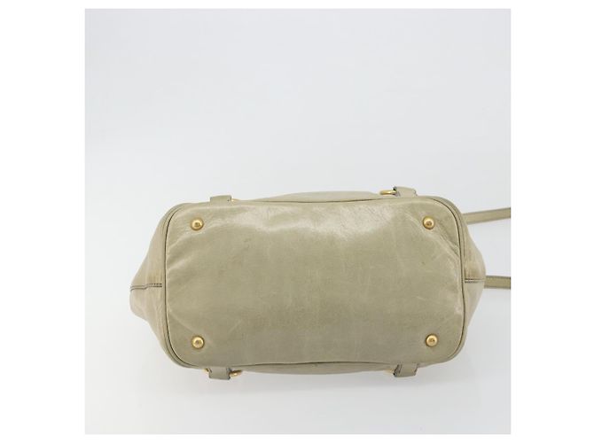 Miu Miu Hand Bag Leather 2way Beige Gold - vista 11