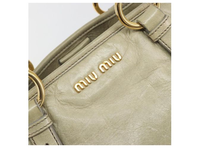 Miu Miu Hand Bag Leather 2way Beige Gold - vista 16