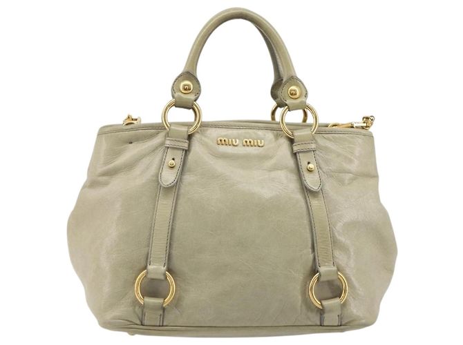 Miu Miu Hand Bag Leather 2way Beige Gold - vista 2
