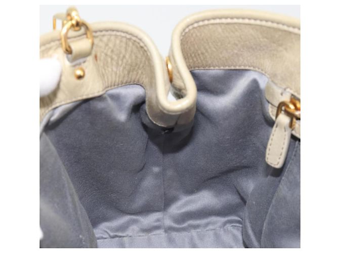 Miu Miu Hand Bag Leather 2way Beige Gold - vista 20