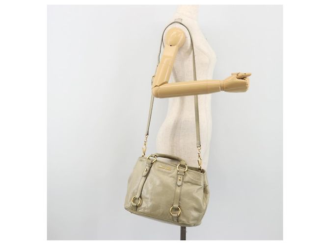 Miu Miu Hand Bag Leather 2way Beige Gold - vista 25