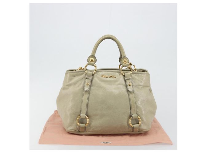 Miu Miu Hand Bag Leather 2way Beige Gold - vista 26