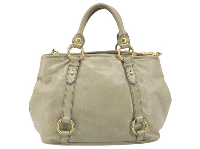 Miu Miu Hand Bag Leather 2way Beige Gold - vista 3