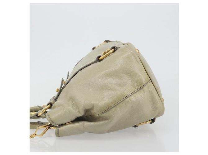 Miu Miu Hand Bag Leather 2way Beige Gold - vista 5