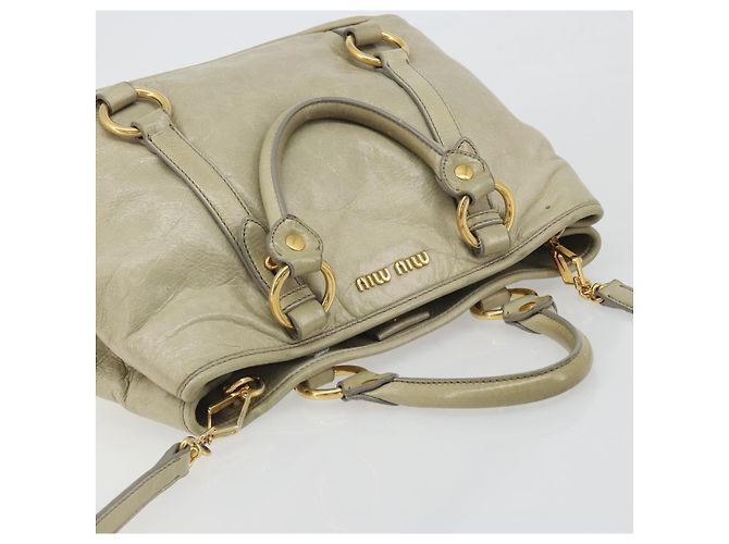Miu Miu Hand Bag Leather 2way Beige Gold - vista 6