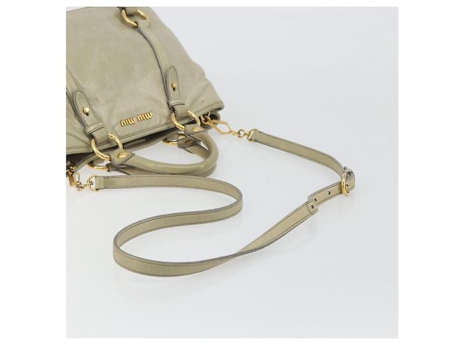 Miu Miu Hand Bag Leather 2way Beige Gold - vista 9