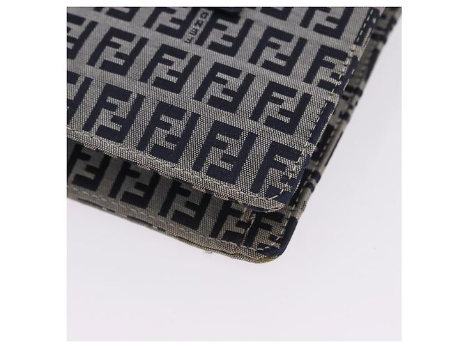 FENDI Zucchino Canvas Mamma Baguette Hand Bag Navy Silver - vista 12