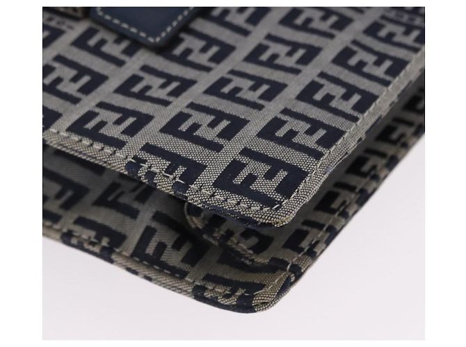 FENDI Zucchino Canvas Mamma Baguette Hand Bag Navy Silver - vista 13