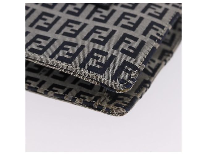 FENDI Zucchino Canvas Mamma Baguette Hand Bag Navy Silver - vista 14