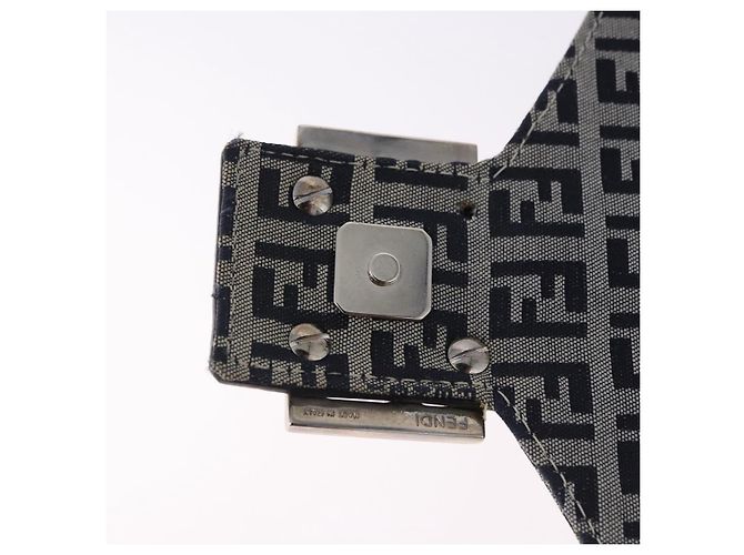 FENDI Zucchino Canvas Mamma Baguette Hand Bag Navy Silver - vista 17