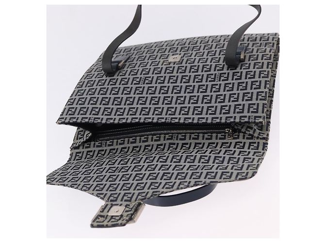 FENDI Zucchino Canvas Mamma Baguette Hand Bag Navy Silver - vista 18