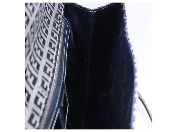 FENDI Zucchino Canvas Mamma Baguette Hand Bag Navy Silver - vista 21