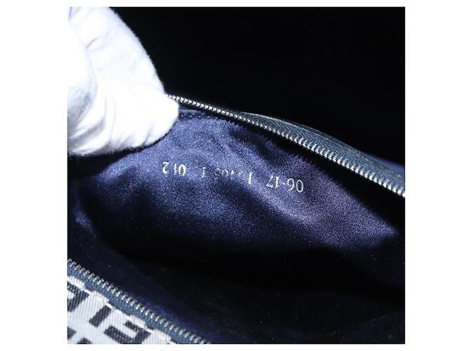 FENDI Zucchino Canvas Mamma Baguette Hand Bag Navy Silver - vista 25