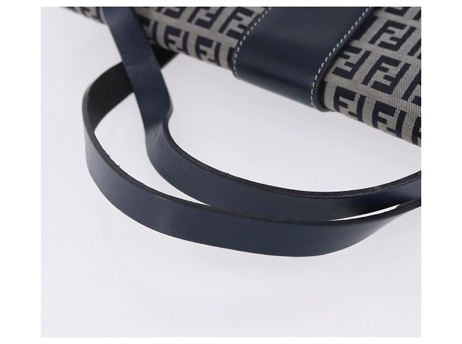 FENDI Zucchino Canvas Mamma Baguette Hand Bag Navy Silver - vista 8