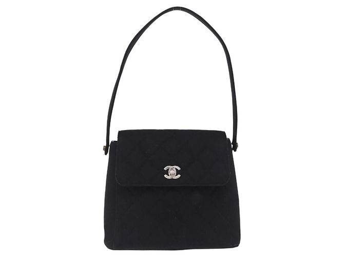 CHANEL Matelasse Hand Bag Cotton Black Silver CC - vista 2