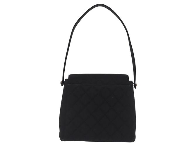 CHANEL Matelasse Hand Bag Cotton Black Silver CC - vista 3