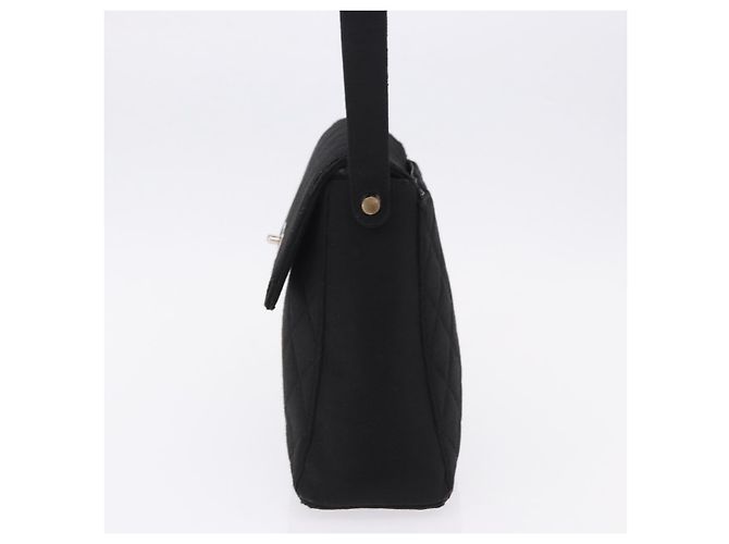 CHANEL Matelasse Hand Bag Cotton Black Silver CC - vista 4