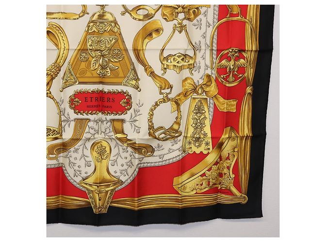 Hermès HERMES Carre 90 Scarf  ETRIERS  Silk Black - vista 10