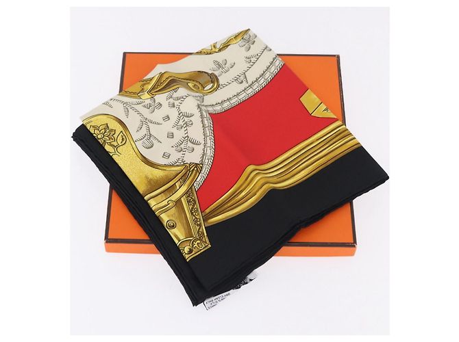 Hermès HERMES Carre 90 Scarf  ETRIERS  Silk Black - vista 15