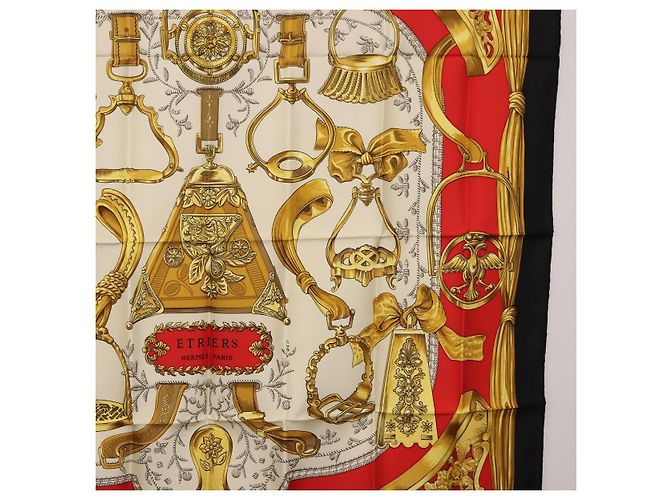 Hermès HERMES Carre 90 Scarf  ETRIERS  Silk Black - vista 7
