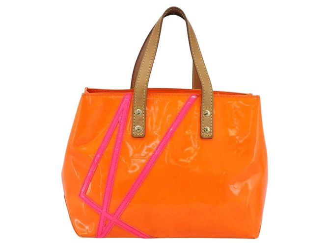 LOUIS VUITTON Monogram Vernis Fluo Reade PM Hand Bag Orange M91905 - vista 13